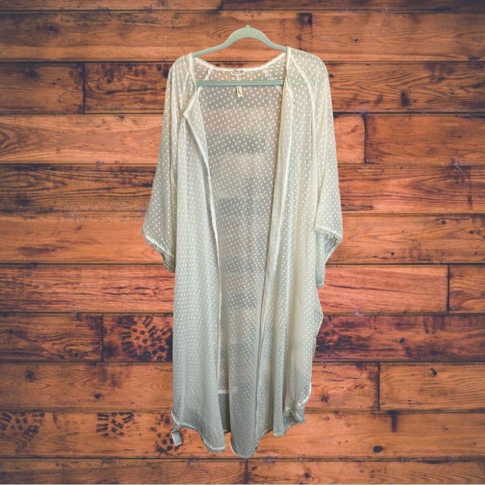 Intimately Free People White Long Line Kaftan Duster Medium/‎ Large